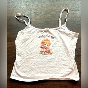 Cute Cat Graphic Tank Top Crop